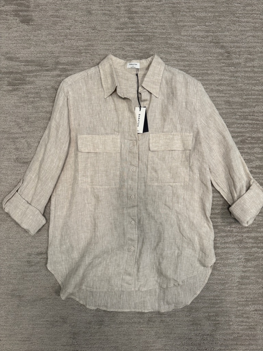 Aritzia NWT Utility Linen Shirt Natural Ecru Size Small